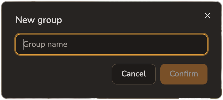 The New group dialog, used to create a folder for connections