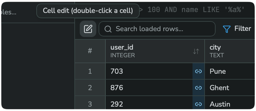 Tooltip: Cell edit (double-click a cell)